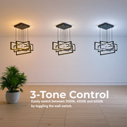 Lampadario LED con Telecomando, Sospensione 96W, 4 Elementi, Luce Fredda/Calda/Neutra, Dimmerabile, Altezza Regolabile, Nero Lampadari LED con Telecomando Titolo predefinito Alessandro Design