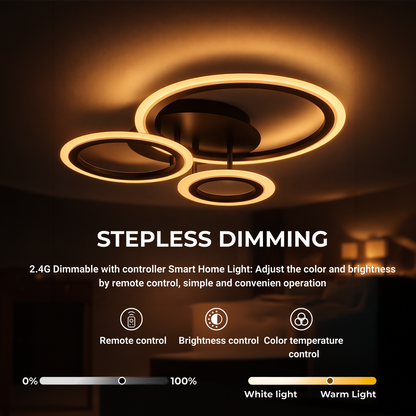 Lampadario LED con telecomando BETTY 40W, 3 Cerchi, Luce Fredda/Calda/Neutra, Dimmerabile, Nero Lampadari LED con Telecomando Titolo predefinito Alessandro Design