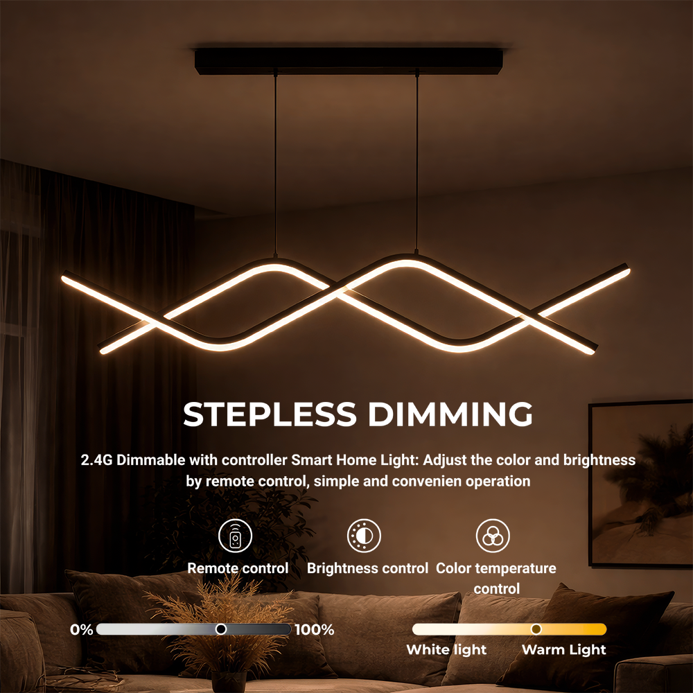 Lampadario LED a Sospensione con Telecomando ZIGZAG 27W, Luce Fredda/Calda/Neutra, Dimmerabile, Nero, Lampadari LED con Telecomando Titolo predefinito Alessandro Design