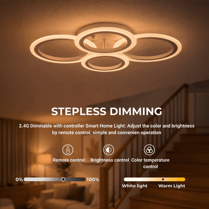 Lampadario a LED con telecomando BETTY 43W, 4 Cerchi, Luce Fredda/Calda/Neutra, Dimmerabile, Lampadario a LED Bianco con telecomando Titolo predefinito Alessandro Design