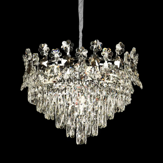 Lampadario in Cristallo FLORENCE Eleganza, 9x E14, Diametro 50cm, Cromo Lucido, Altezza Regolabile Lampadari in Cristallo Titolo predefinito Alessandro Design
