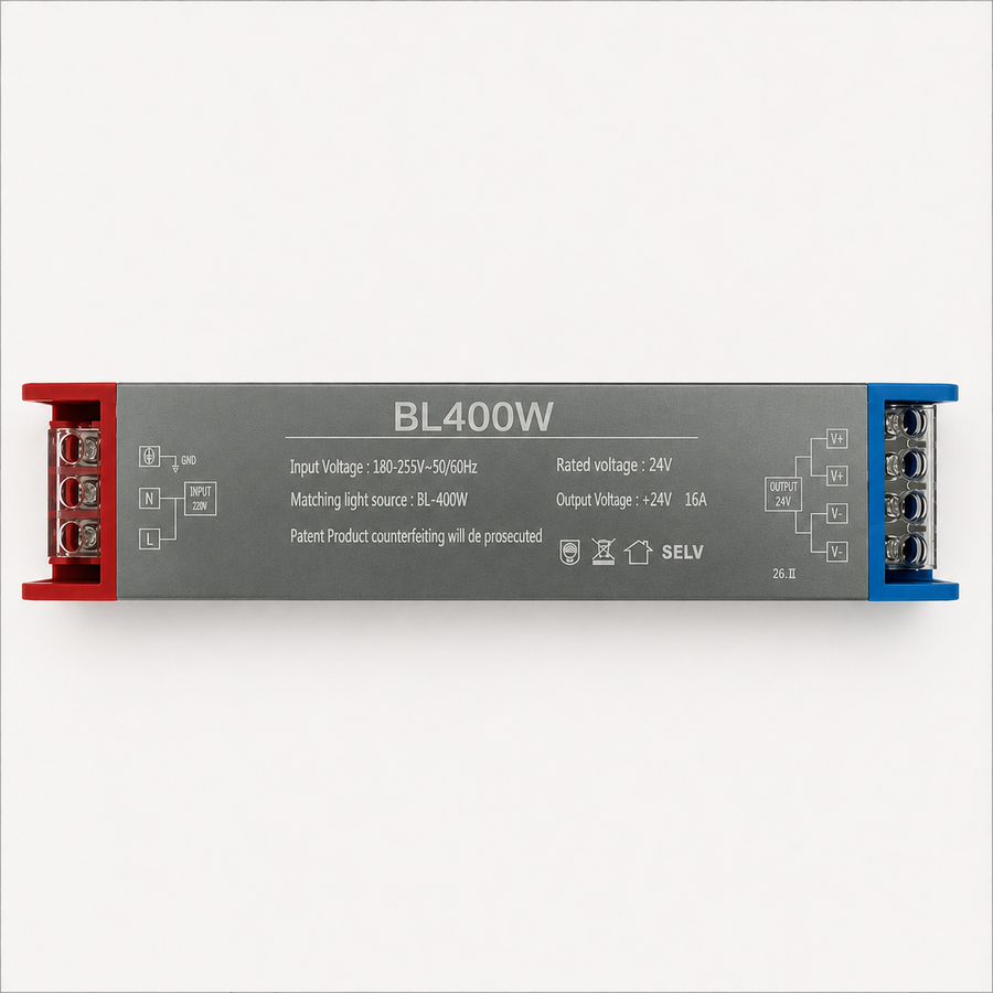 Alimentatore LED 24V, 20,5x2,5x4 cm, Rame e Alluminio, Nero