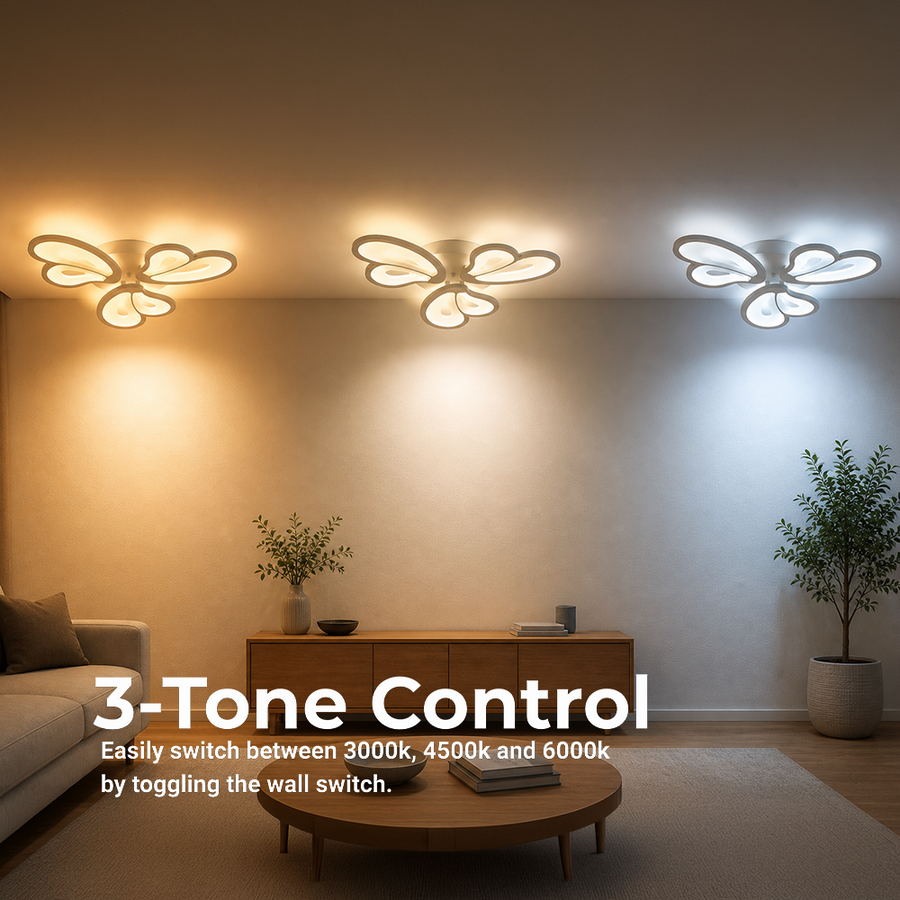 Lampadario a LED con telecomando BLOSSOM 40W, 3 Petali, Luce Fredda/Calda/Neutra, Dimmerabile, Lampadario a LED Bianco con telecomando Titolo predefinito Alessandro Design