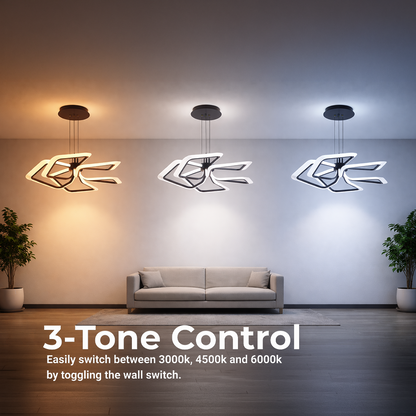 Lampadario LED a Sospensione con Telecomando 103W, 5 Quadrati, Luce Fredda/Calda/Neutra, Dimmerabile, Lampadari LED Neri con Telecomando Titolo predefinito Alessandro Design