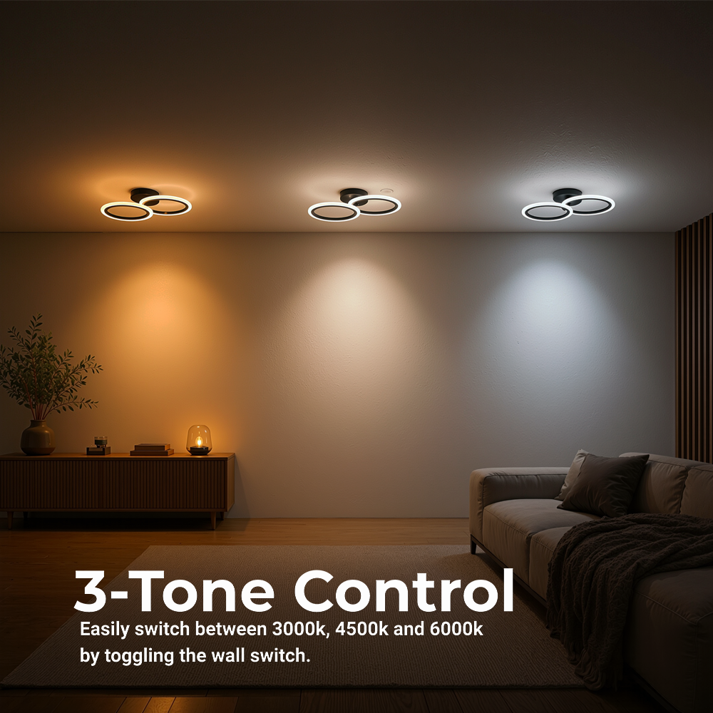 Lampadario LED con telecomando BETTY 27W, 2 Cerchi, Luce Fredda/Calda/Neutra, Dimmerabile, Nero Lampadari LED con Telecomando Titolo predefinito Alessandro Design