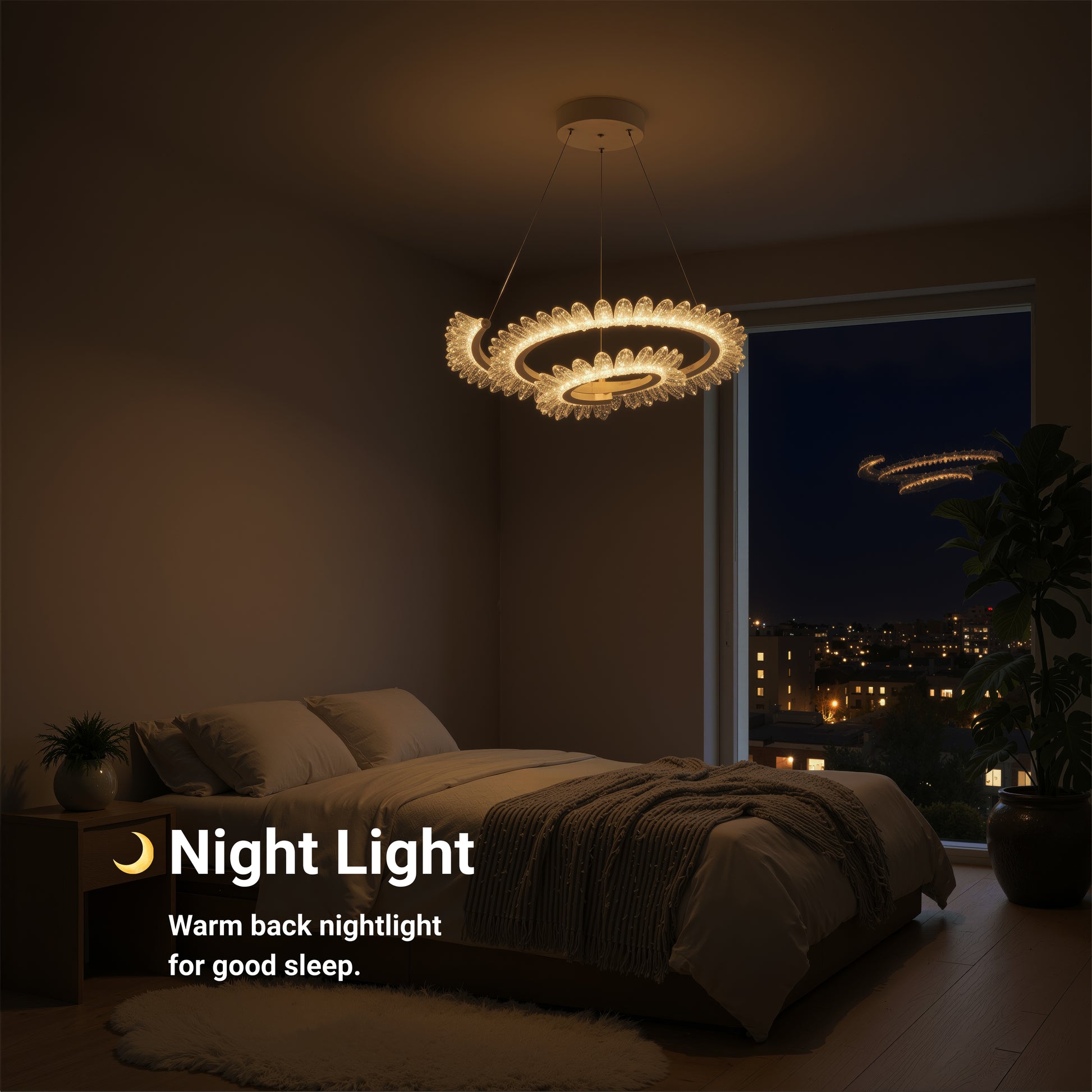 Lampadario LED con telecomando LT188WH, Cristallo e metallo, 40W, Dimmerabile, Altezza regolabile, Luce fredda/calda/neutra, Illuminazione di lusso Lampadari LED con telecomando Titolo predefinito Alessandro Design