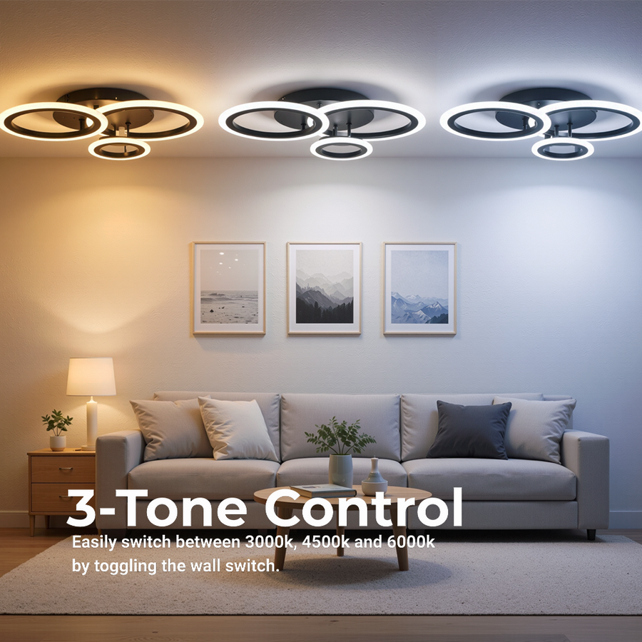Lampadario LED con telecomando BETTY 40W, 3 Cerchi, Luce Fredda/Calda/Neutra, Dimmerabile, Nero Lampadari LED con Telecomando Titolo predefinito Alessandro Design