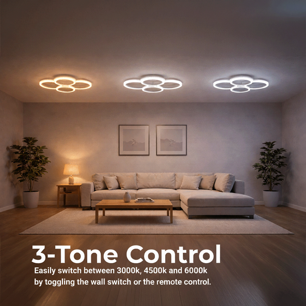 Lampadario a LED con telecomando BETTY 43W, 4 Cerchi, Luce Fredda/Calda/Neutra, Dimmerabile, Lampadario a LED Bianco con telecomando Titolo predefinito Alessandro Design