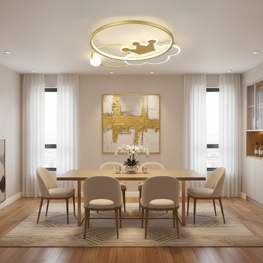 Lampadario LED con telecomando Rafael, 58W, dimmerabile, 3000K/4000K/6000K, Lampadari LED oro con telecomando Titolo predefinito Alessandro Design