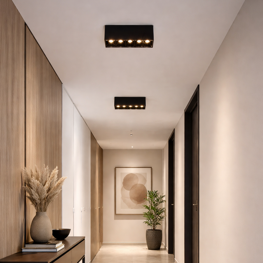 Proiettore Lineare LED Griglia Applicata 8W, Luce Neutra 4000K, 5 sorgenti, Plafoniere LED 14 x 3,5 x 6,5 cm Titolo predefinito Alessandro Design
