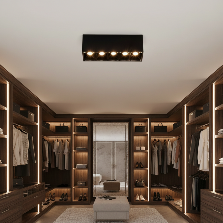Proiettore Lineare LED Griglia Applicata 8W, Luce Neutra 4000K, 5 sorgenti, Plafoniere LED 14 x 3,5 x 6,5 cm Titolo predefinito Alessandro Design