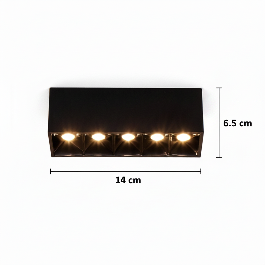 Proiettore Lineare LED Griglia Applicata 8W, Luce Neutra 4000K, 5 sorgenti, Plafoniere LED 14 x 3,5 x 6,5 cm Titolo predefinito Alessandro Design