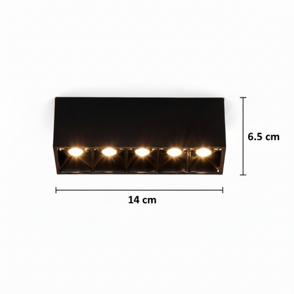 Proiettore Lineare LED Griglia Applicata 8W, Luce Neutra 4000K, 5 sorgenti, Plafoniere LED 14 x 3,5 x 6,5 cm Titolo predefinito Alessandro Design