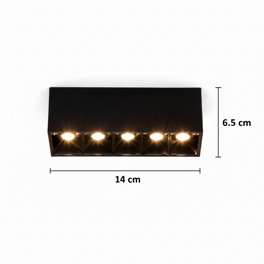 Proiettore Lineare LED Griglia Applicata 8W, Luce Neutra 4000K, 5 sorgenti, Plafoniere LED 14 x 3,5 x 6,5 cm Titolo predefinito Alessandro Design