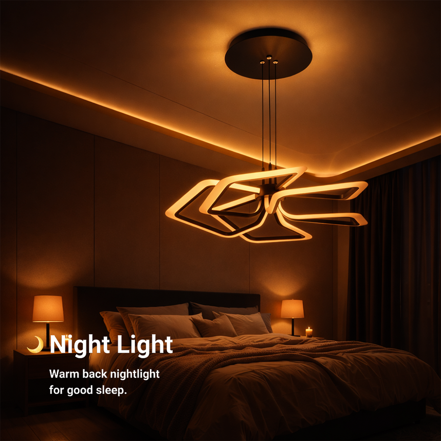 Lampadario LED a Sospensione con Telecomando 103W, 5 Quadrati, Luce Fredda/Calda/Neutra, Dimmerabile, Lampadari LED Neri con Telecomando Titolo predefinito Alessandro Design