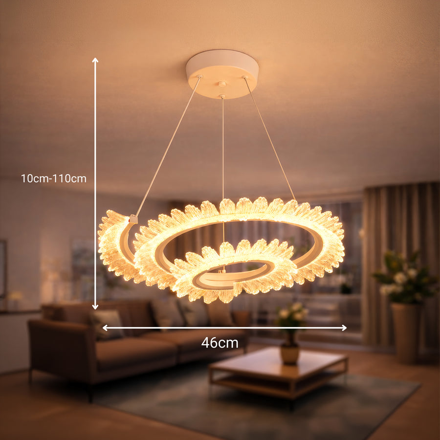 Lampadario LED con telecomando LT188WH, Cristallo e metallo, 40W, Dimmerabile, Altezza regolabile, Luce fredda/calda/neutra, Illuminazione di lusso Lampadari LED con telecomando Titolo predefinito Alessandro Design
