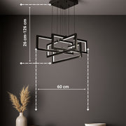 Lampadario LED con Telecomando, Sospensione 96W, 4 Elementi, Luce Fredda/Calda/Neutra, Dimmerabile, Altezza Regolabile, Nero Lampadari LED con Telecomando Titolo predefinito Alessandro Design