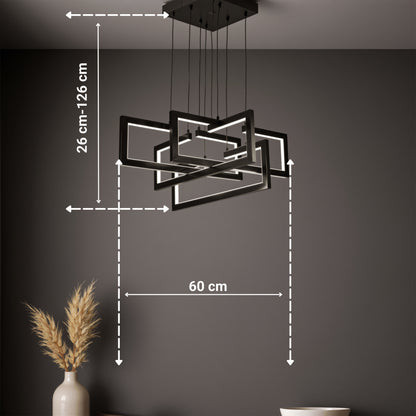 Lampadario LED con Telecomando, Sospensione 96W, 4 Elementi, Luce Fredda/Calda/Neutra, Dimmerabile, Altezza Regolabile, Nero Lampadari LED con Telecomando Titolo predefinito Alessandro Design