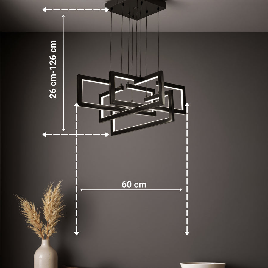 Lampadario LED con Telecomando, Sospensione 96W, 4 Elementi, Luce Fredda/Calda/Neutra, Dimmerabile, Altezza Regolabile, Nero Lampadari LED con Telecomando Titolo predefinito Alessandro Design