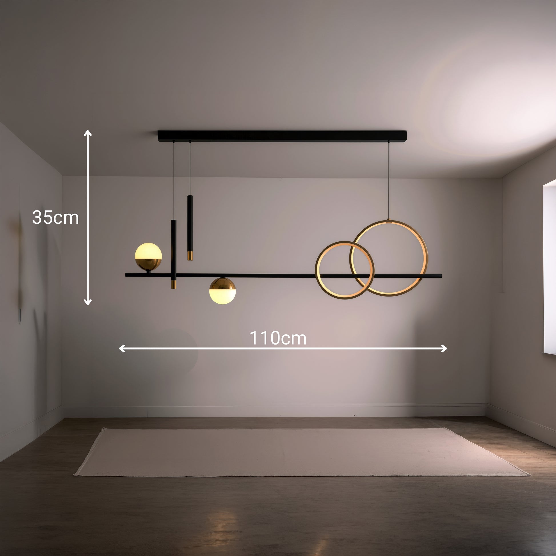 Lampadario LED a sospensione con telecomando DAMARA 44W, Luce Fredda/Calda/Neutra, Dimmerabile, Nero, Altezza Regolabile Lampadari LED con Telecomando Titolo predefinito Alessandro Design