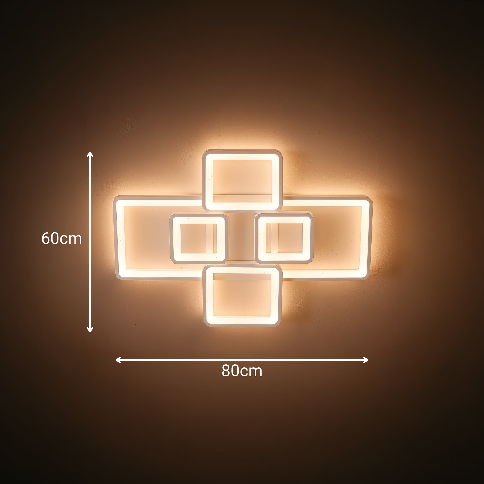 Lampadario a LED con telecomando ELLA 119W, 6 Quadrati, Luce Fredda/Calda/Neutra, Dimmerabile, Lampadario a LED Bianco con telecomando Titolo predefinito Alessandro Design