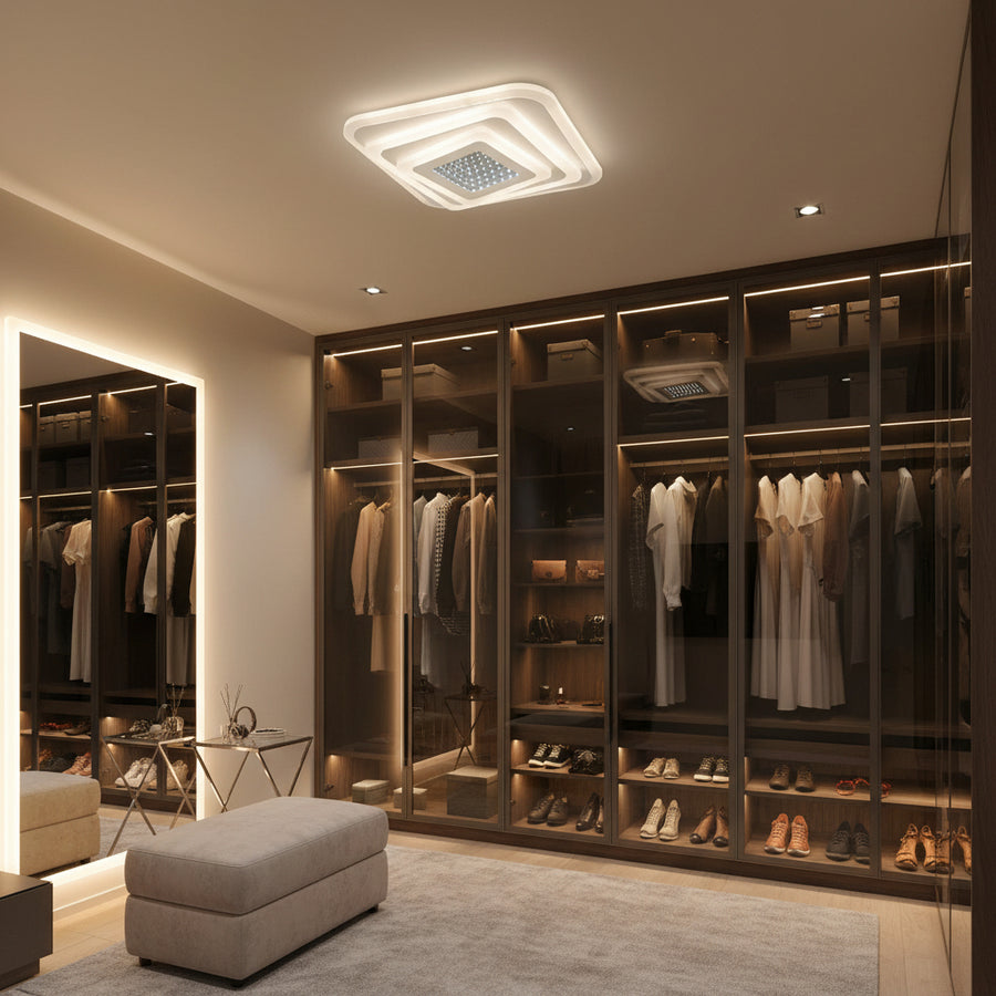 Lustra LED NEXA 3D 46W, Patrata, lumina Rece/Calda/Neutra , Alb Lustre LED Default Title Alessandro Design