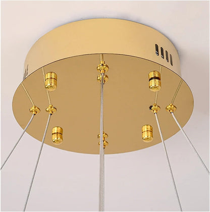 Lampadario LED con telecomando, LLC132/300GD, cristallo e metallo, 37W, 2 cerchi, dimmerabile, 3000K/4000K/6000K, Illuminazione di lusso Lampadari LED con telecomando Titolo predefinito Alessandro Design