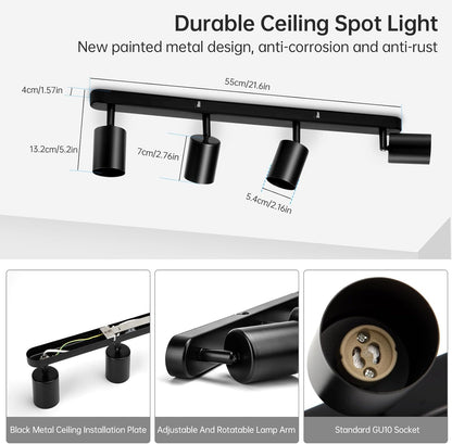 Lampadario Classico Moderno, Joom con Proiettore Lineare, 4XGU10, Metallo, Nero, Lampadine Non Incluse Lampadari LED Titolo predefinito Alessandro Design