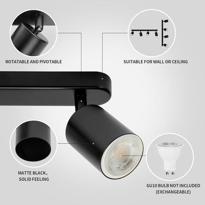 Lampadario Classico Moderno, Joom con Proiettore Lineare, 4XGU10, Metallo, Nero, Lampadine Non Incluse Lampadari LED Titolo predefinito Alessandro Design