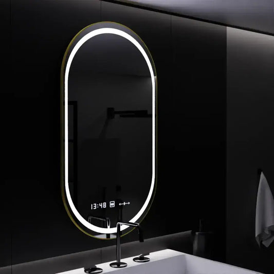 Specchio ovale a LED, 50x80 cm, sensore Roven Marcello MotionGlow, sistema antiappannamento, orologio e termometro, specchi dimmerabili Titolo predefinito Marcello Alessandro Design