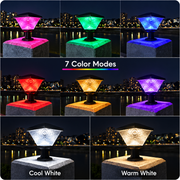 Lampa Solara LED pentru Stalp Exterior SOLEO, 8W, Lumina Calda/Rece/Neutra + RGB, Forma Patrata, Aluminiu, Negru, Dimabila