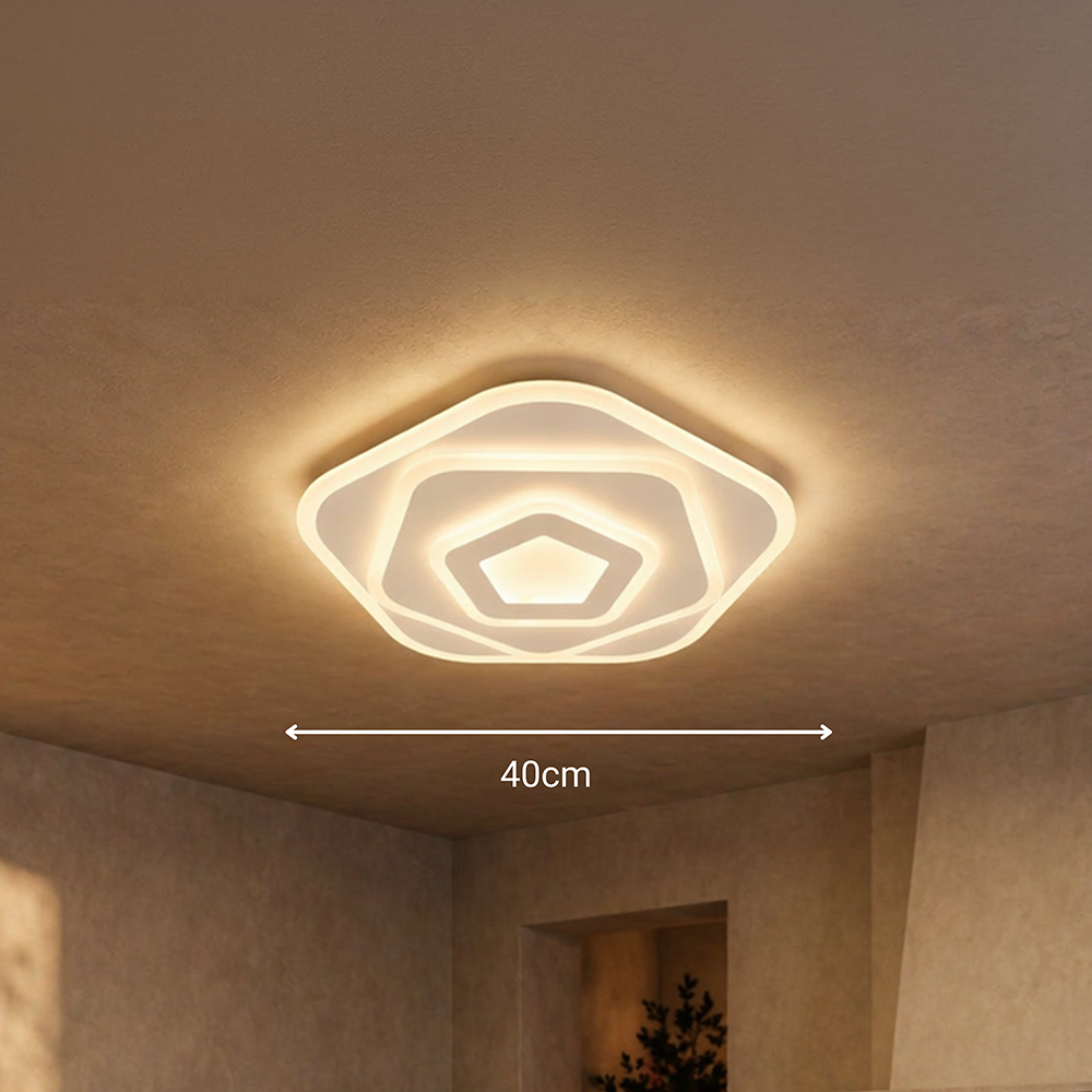 Lampadario LED con Telecomando PENTAGON 59W, 40cm, Luce Fredda/Calda/Neutra 3000K/4000K/6000K, Bianco, Metallo e Acrilico Lampadari LED con Telecomando Titolo predefinito Alessandro Design