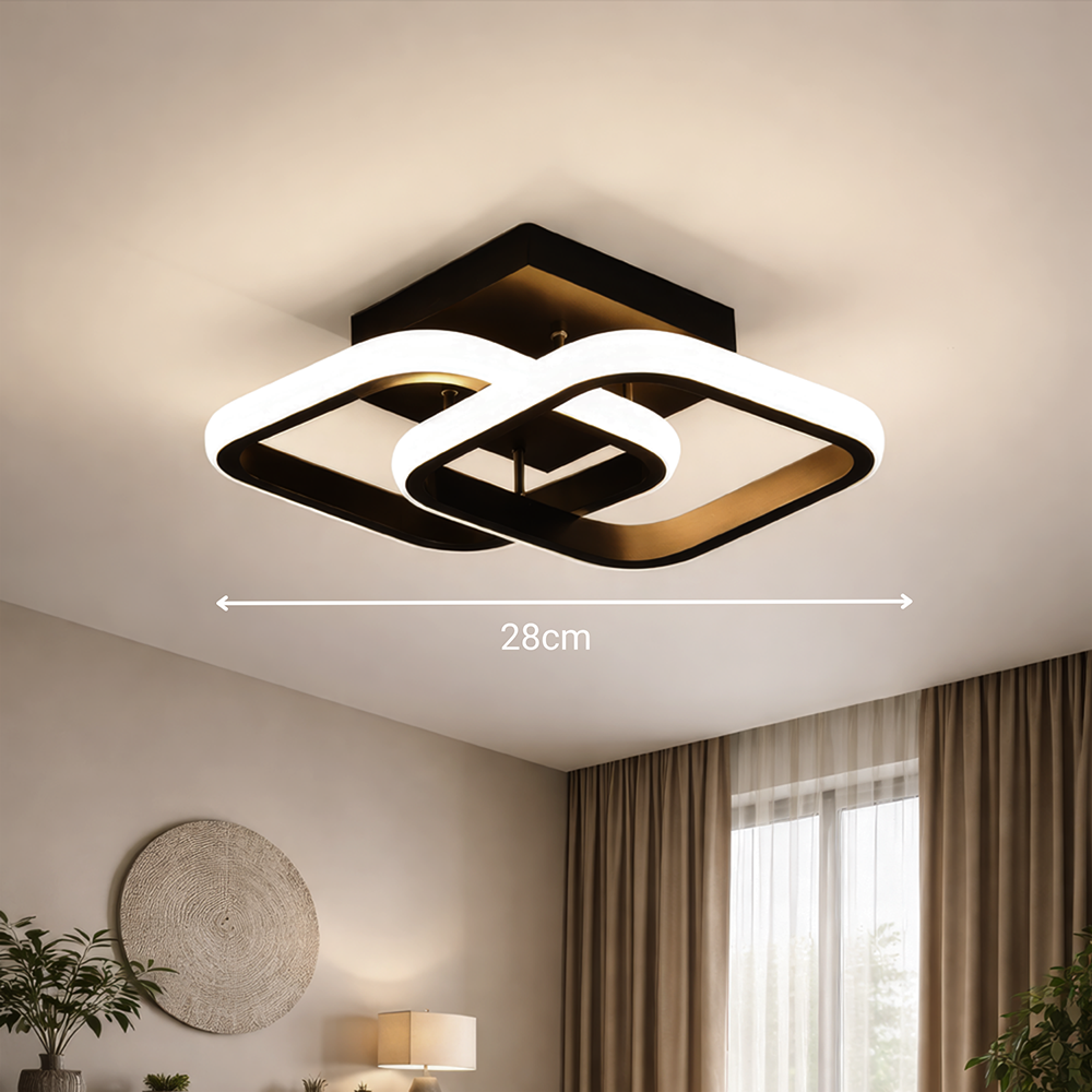 Lampadario LED VERTEX Matrix Diamanti sovrapposti, montatura in metallo, 24W, 2 Diamanti, Luce Fredda/Calda/Neutra 3000K/4000K/6000K, Nero, Metallo e Silicone Lampadario LED Titolo predefinito Alessandro Design