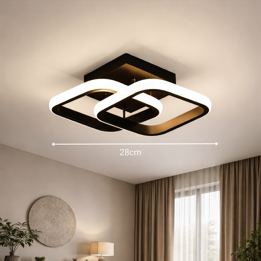 Lampadario LED VERTEX Matrix Diamanti sovrapposti, montatura in metallo, 24W, 2 Diamanti, Luce Fredda/Calda/Neutra 3000K/4000K/6000K, Nero, Metallo e Silicone Lampadario LED Titolo predefinito Alessandro Design