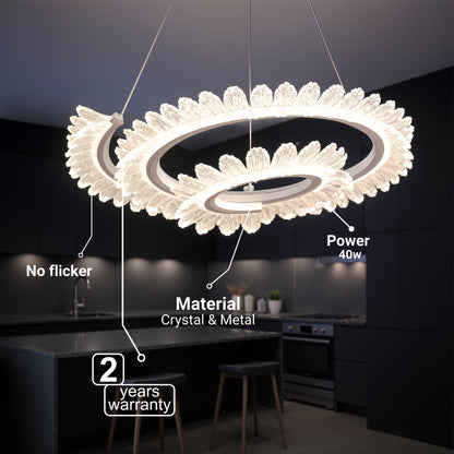 Lampadario LED con telecomando LT188WH, Cristallo e metallo, 40W, Dimmerabile, Altezza regolabile, Luce fredda/calda/neutra, Illuminazione di lusso Lampadari LED con telecomando Titolo predefinito Alessandro Design