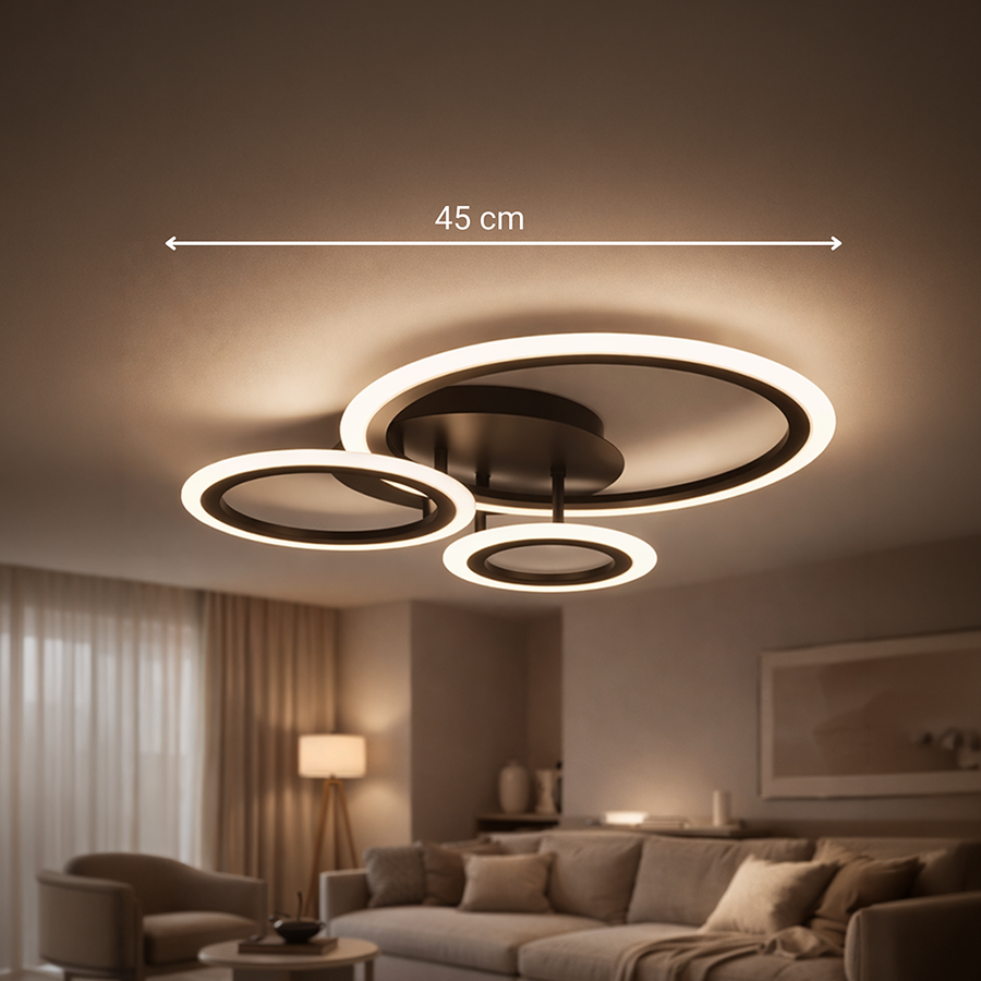 Lampadario LED con telecomando BETTY 40W, 3 Cerchi, Luce Fredda/Calda/Neutra, Dimmerabile, Nero Lampadari LED con Telecomando Titolo predefinito Alessandro Design