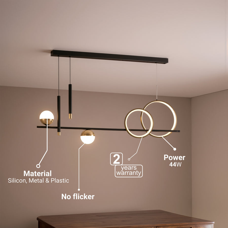 Lampadario LED a sospensione con telecomando DAMARA 44W, Luce Fredda/Calda/Neutra, Dimmerabile, Nero, Altezza Regolabile Lampadari LED con Telecomando Titolo predefinito Alessandro Design