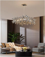 Lampadario in Cristallo NEXORA Eleganza, 10xE14, Diametro 50cm, Oro Lucido, Altezza Regolabile, Design Elegante Lampadari in Cristallo Titolo predefinito Alessandro Design