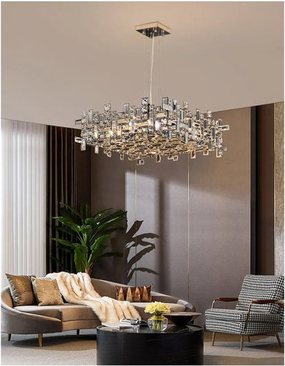 Lampadario in Cristallo NEXORA Eleganza, 10xE14, Diametro 50cm, Oro Lucido, Altezza Regolabile, Design Elegante Lampadari in Cristallo Titolo predefinito Alessandro Design