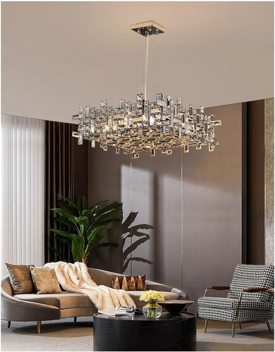 Lampadario in Cristallo NEXORA Eleganza, 10xE14, Diametro 50cm, Oro Lucido, Altezza Regolabile, Design Elegante Lampadari in Cristallo Titolo predefinito Alessandro Design
