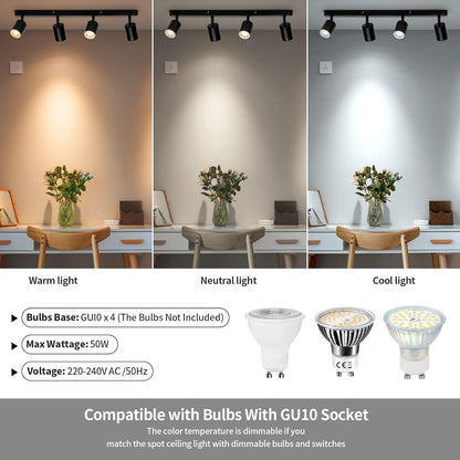Lampadario Classico Moderno, Joom con Proiettore Lineare, 4XGU10, Metallo, Nero, Lampadine Non Incluse Lampadari LED Titolo predefinito Alessandro Design