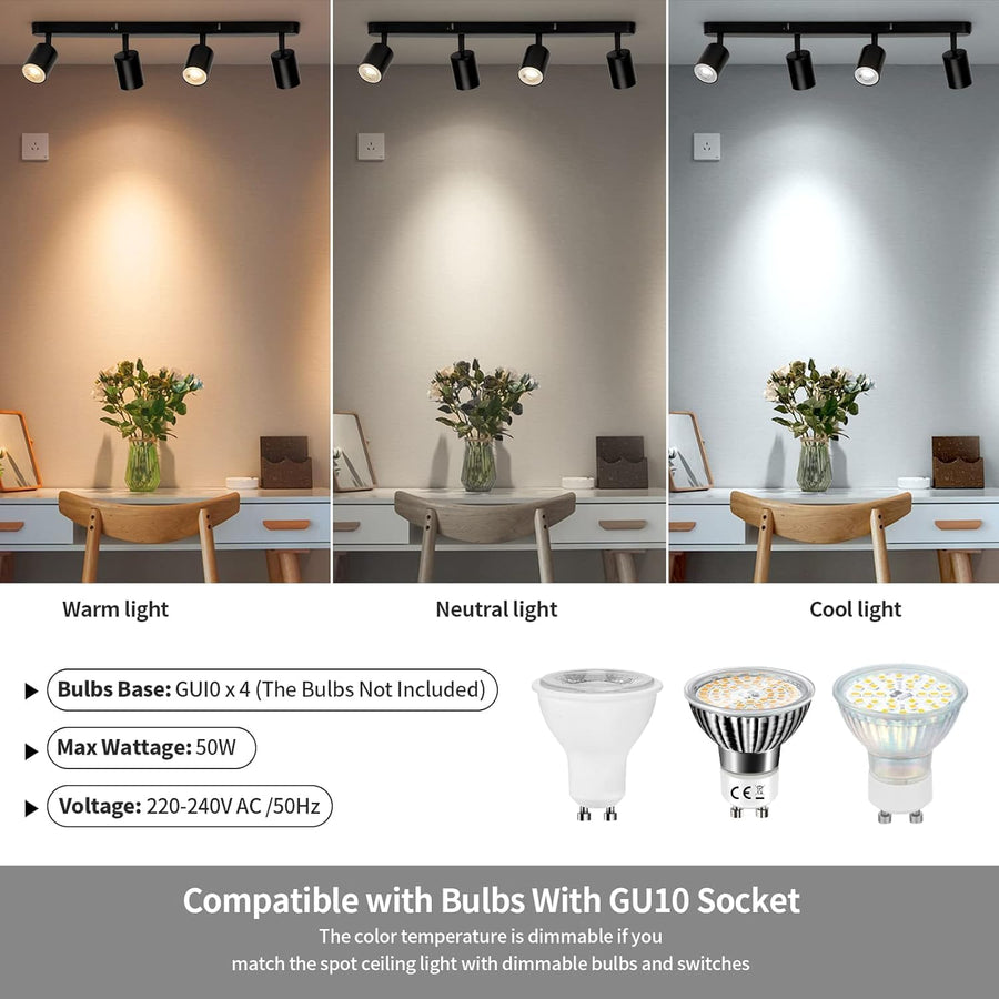 Lampadario Classico Moderno, Joom con Proiettore Lineare, 4XGU10, Metallo, Nero, Lampadine Non Incluse Lampadari LED Titolo predefinito Alessandro Design