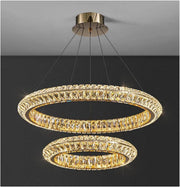 Lampadario LED con telecomando, LLC132/300GD, cristallo e metallo, 37W, 2 cerchi, dimmerabile, 3000K/4000K/6000K, Illuminazione di lusso Lampadari LED con telecomando Titolo predefinito Alessandro Design