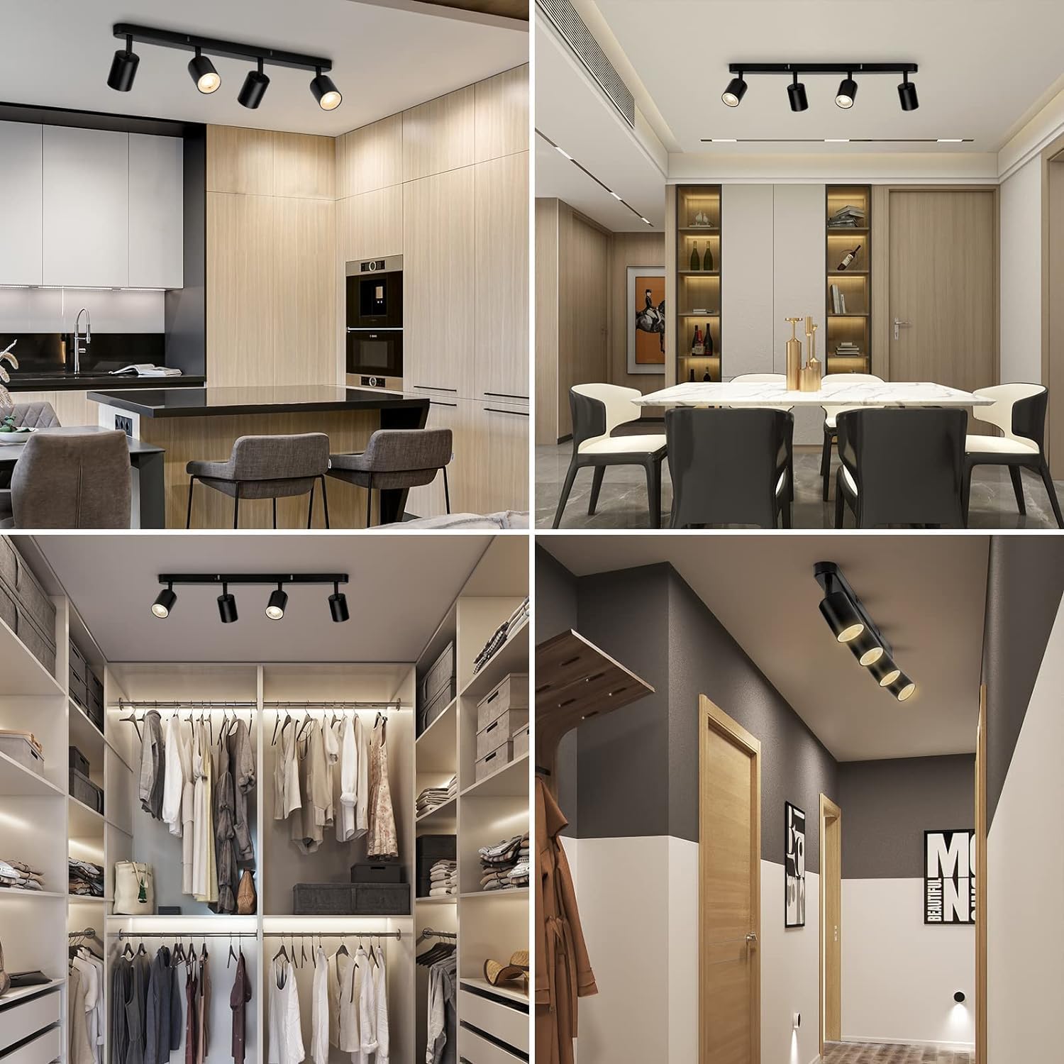 Lampadario Classico Moderno, Joom con Proiettore Lineare, 4XGU10, Metallo, Nero, Lampadine Non Incluse Lampadari LED Titolo predefinito Alessandro Design