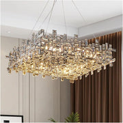 Lampadario in Cristallo NEXORA Eleganza, 10xE14, Diametro 50cm, Oro Lucido, Altezza Regolabile, Design Elegante Lampadari in Cristallo Titolo predefinito Alessandro Design