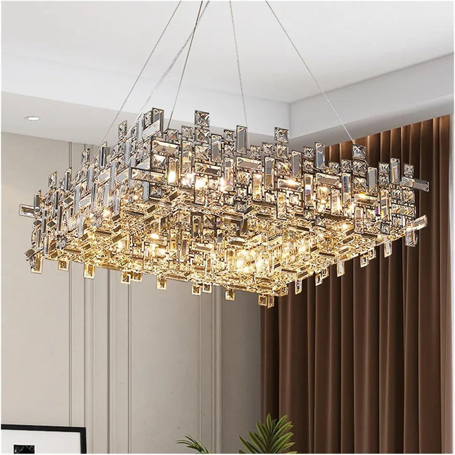 Lampadario in Cristallo NEXORA Eleganza, 10xE14, Diametro 50cm, Oro Lucido, Altezza Regolabile, Design Elegante Lampadari in Cristallo Titolo predefinito Alessandro Design