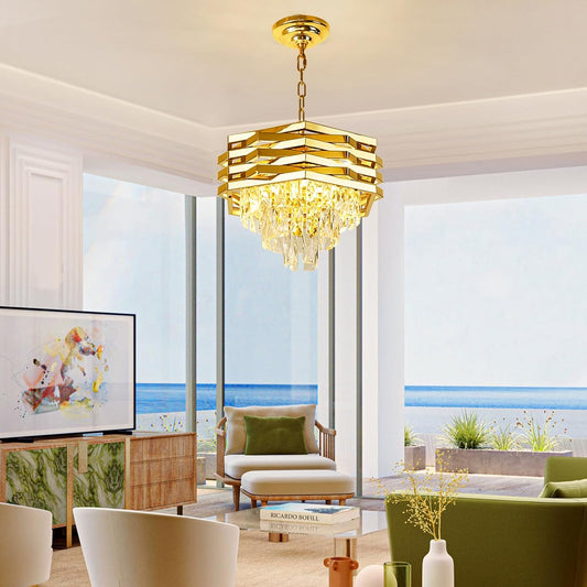 Lampadario in cristallo HEXA Ø30cm 3xE14 Oro Altezza regolabile Lampadario in cristallo Titolo predefinito Alessandro Design