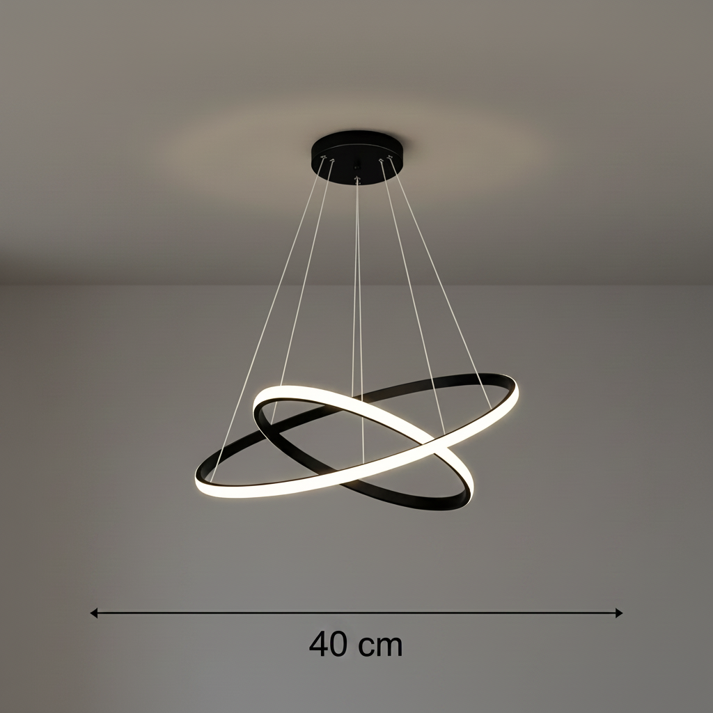 Lampadario a sospensione a LED RICCI 25W, 2 Cerchi, Luce Fredda/Calda/Neutra, Nero, Lampadari Moderni Regolabili in Altezza Titolo predefinito Alessandro Design