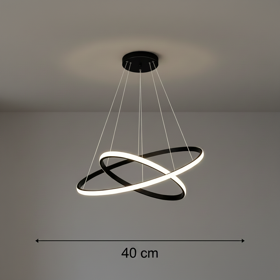 Lampadario a sospensione a LED RICCI 25W, 2 Cerchi, Luce Fredda/Calda/Neutra, Nero, Lampadari Moderni Regolabili in Altezza Titolo predefinito Alessandro Design