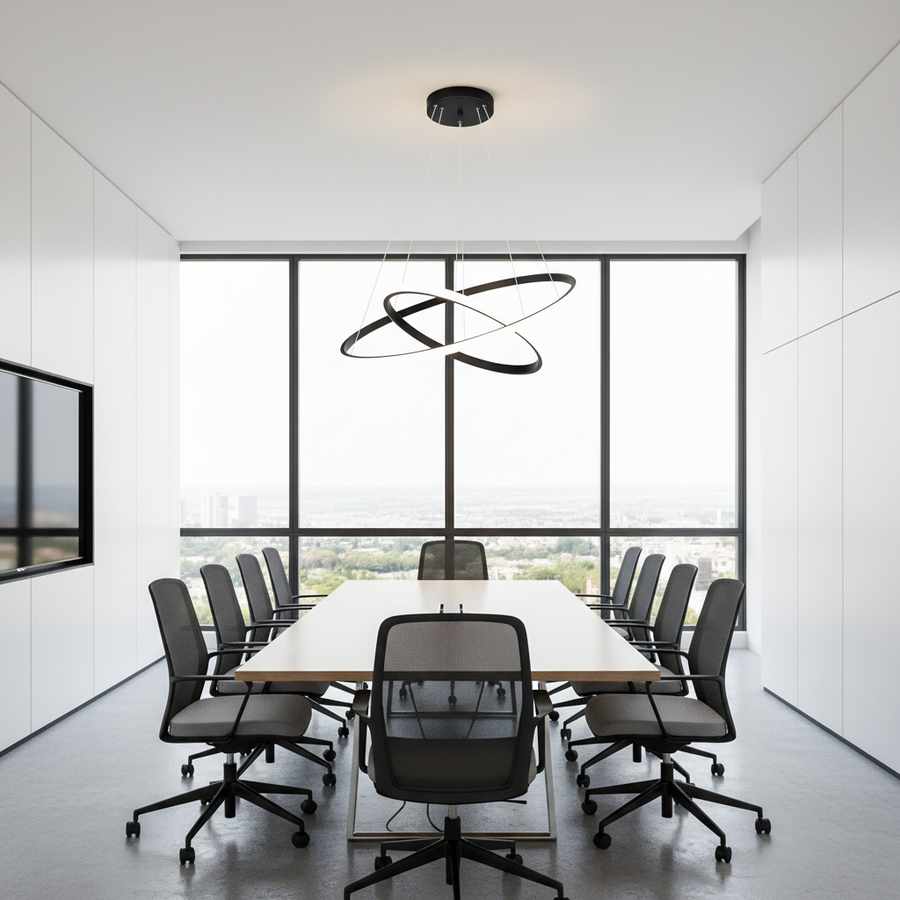 Lampadario a sospensione a LED RICCI 25W, 2 Cerchi, Luce Fredda/Calda/Neutra, Nero, Lampadari Moderni Regolabili in Altezza Titolo predefinito Alessandro Design